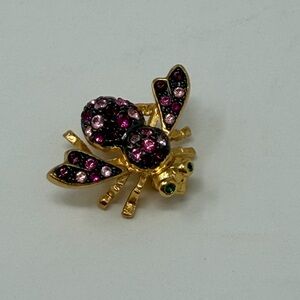 Joan Rivers Gold and Pink Crystal Insect Brooch